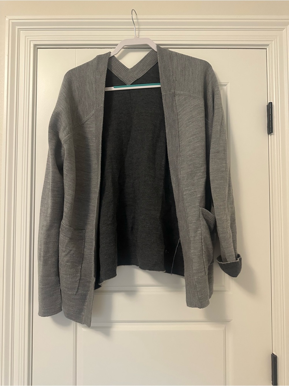 lululemon athletica Reversible Gray Open-Front Cardigan with Pockets